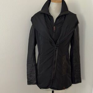 Rudsak Elise double coat black leather trim sleeves small s Wuthering